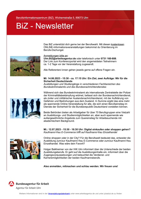 BiZ Newsletter rechts